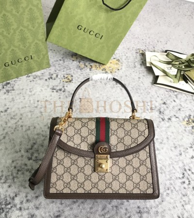 GUCCI SHOULDER BAG LEATHER COFFEE BROWN SIZE 25×17.5×7CM