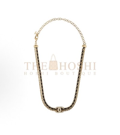 CHANEL CC LOGO PENDANT NECKLACE BLACK